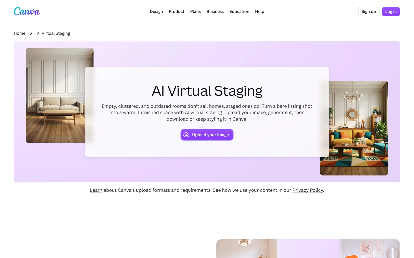 Canva homepage