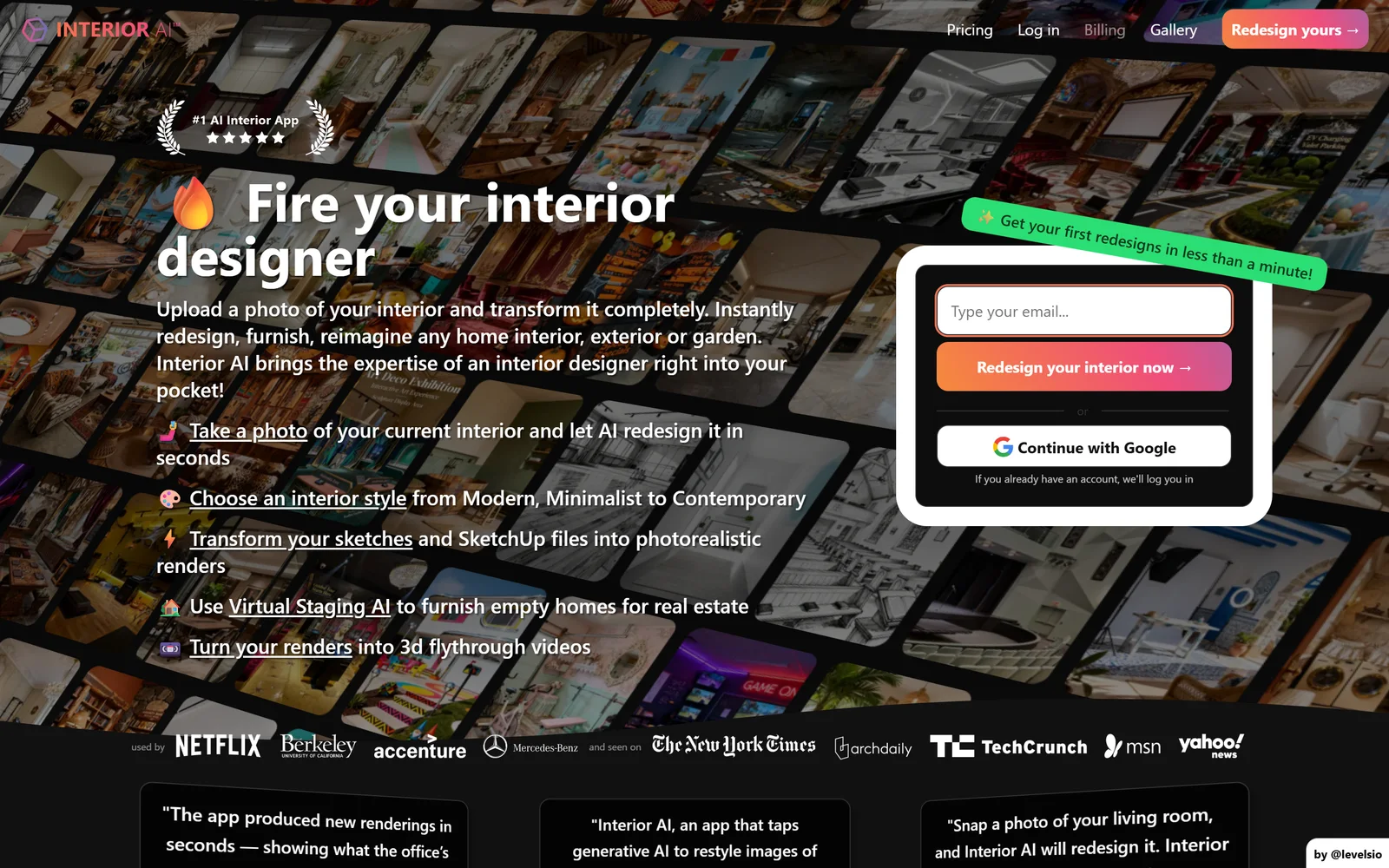 Interior AI homepage