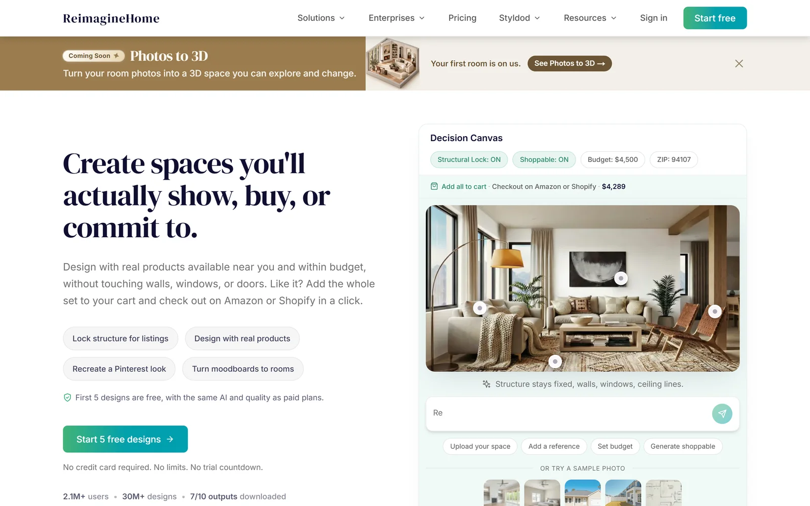 ReimagineHome homepage