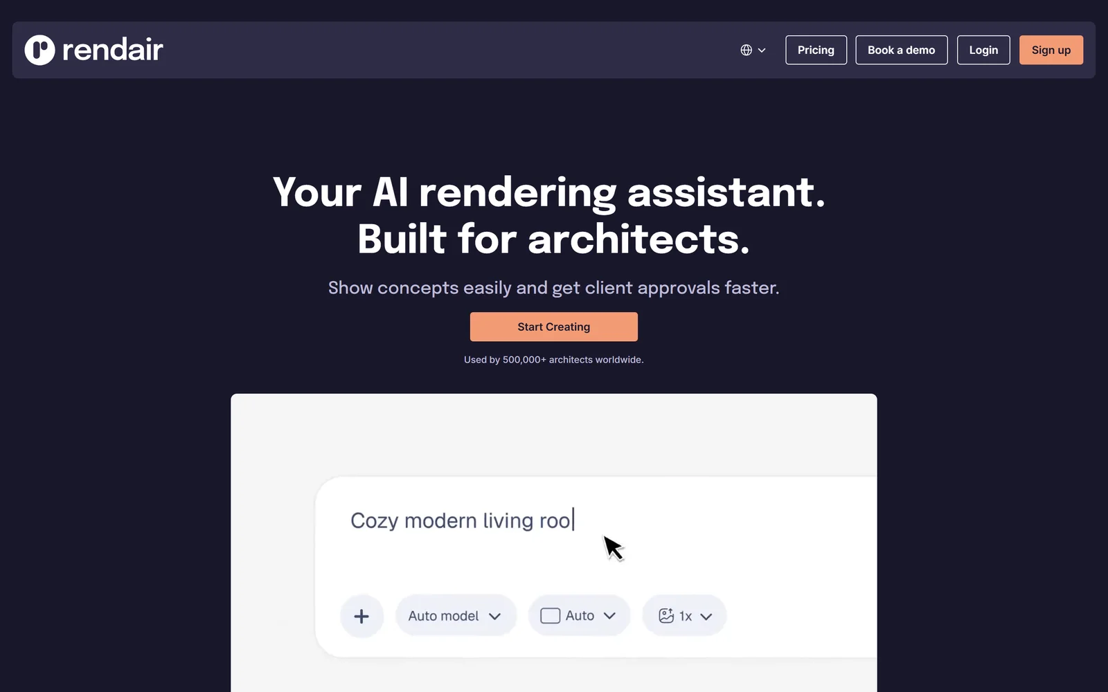 Rendair homepage