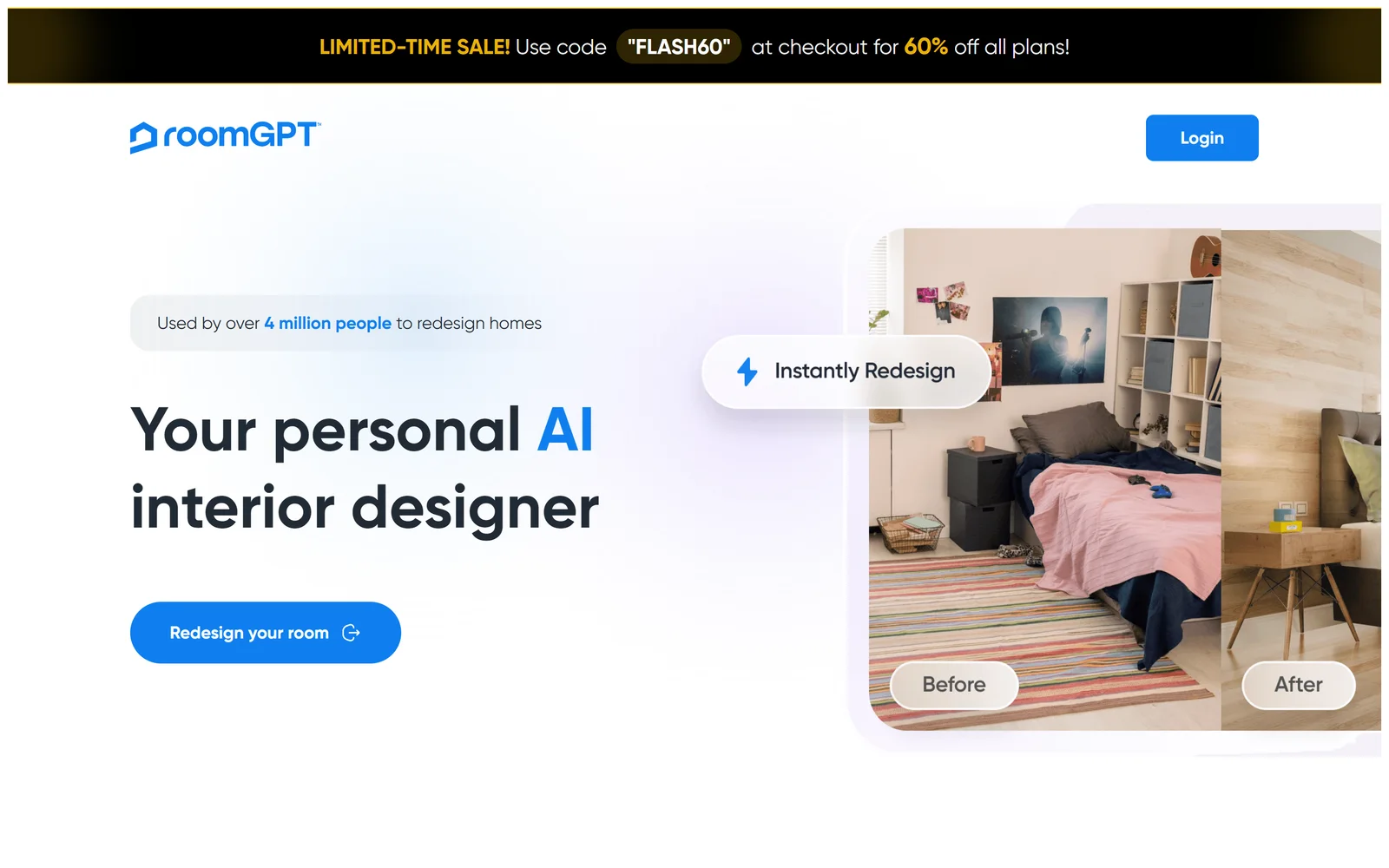 RoomGPT homepage