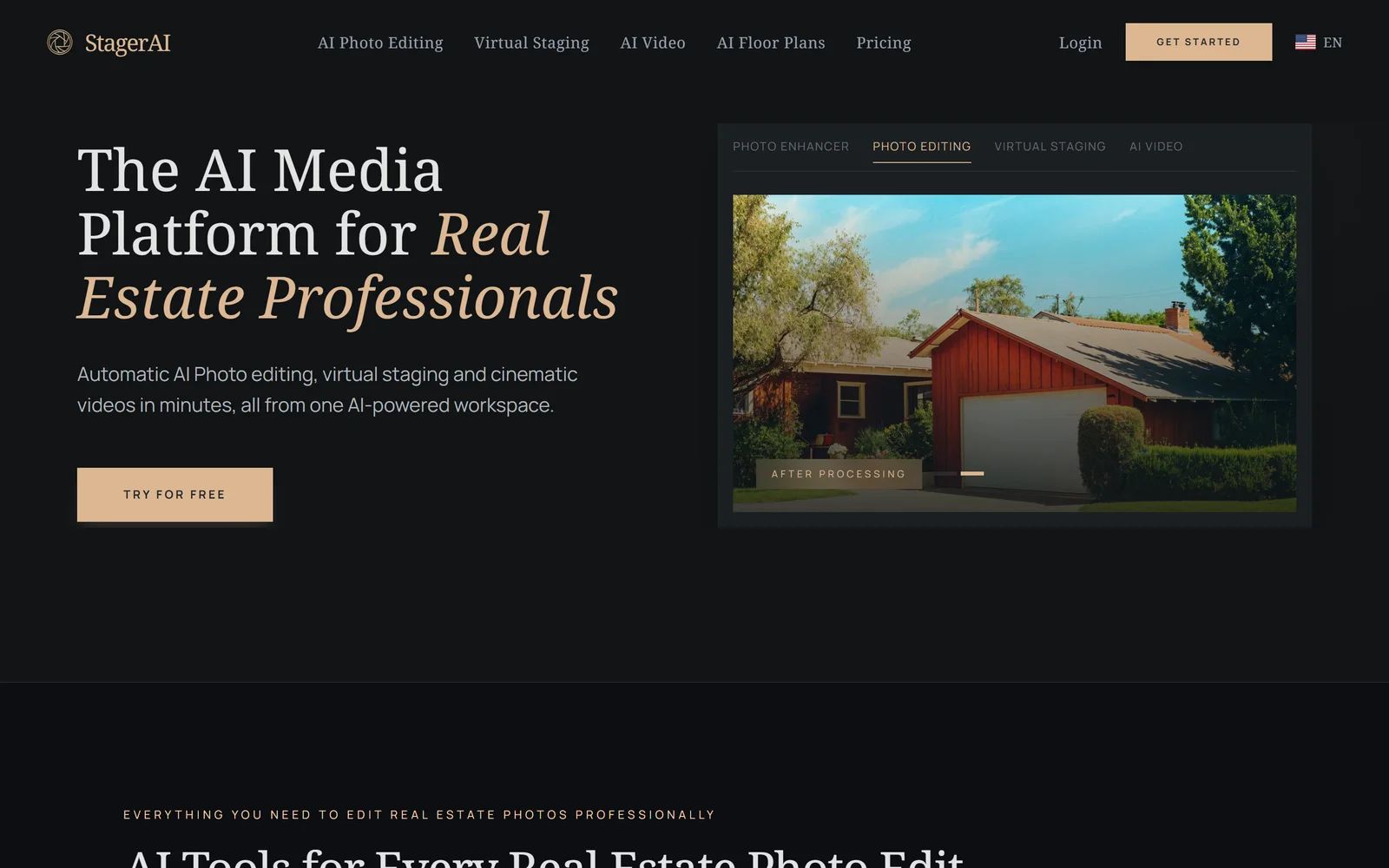 Stager AI homepage