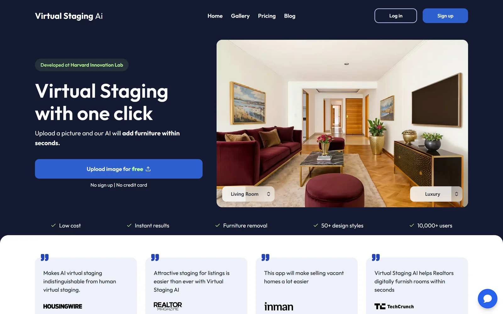 Virtual Staging AI homepage